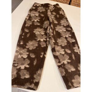 Obey Brown Floral Print Sherpa Fleece Joggers - Cozy Loungewear For Men Or Women